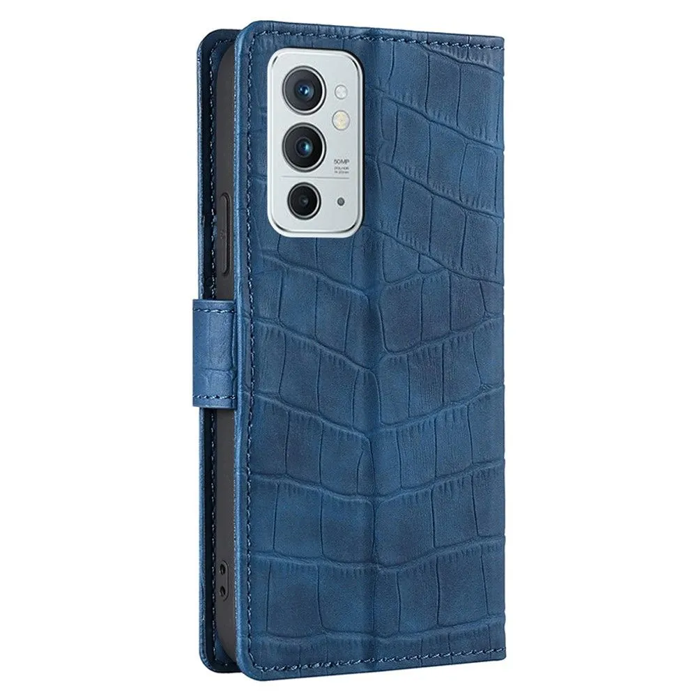 Crocodile textured leather case for OnePlus 9RT 5G - Blue