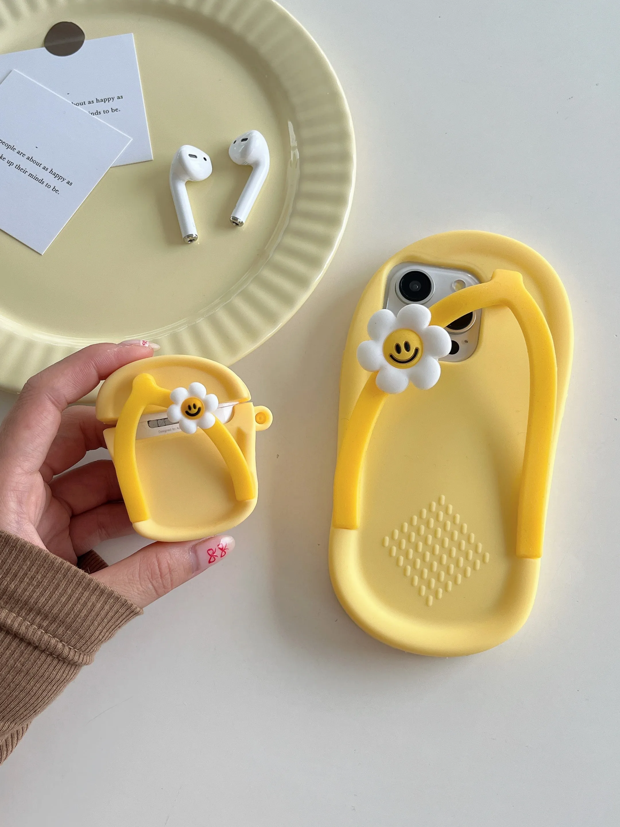 Cute Slipper Design 3D Silicon Case for iPhone ( Yellow )