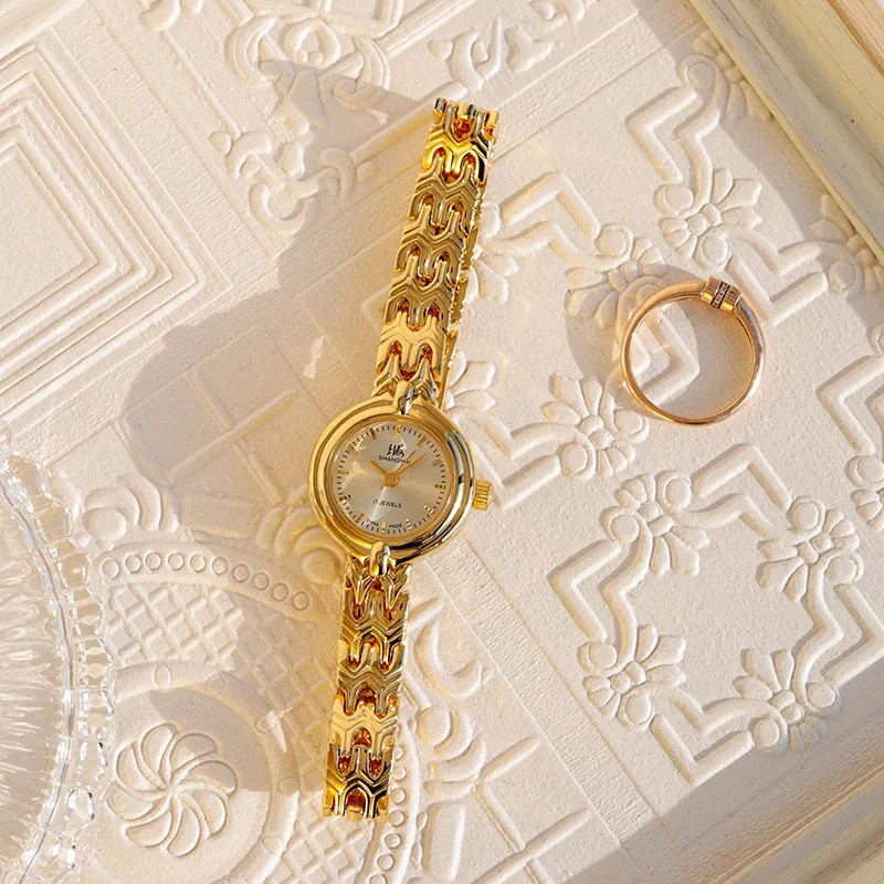 Delicate Old Retro Gold Manual Mechanical Watch for Women