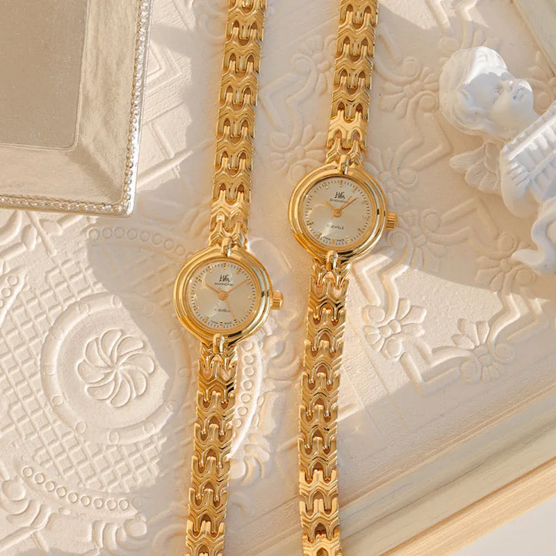 Delicate Old Retro Gold Manual Mechanical Watch for Women