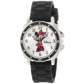 Disney Kids' MN1065 Minnie Mouse Black Rubber Strap Watch