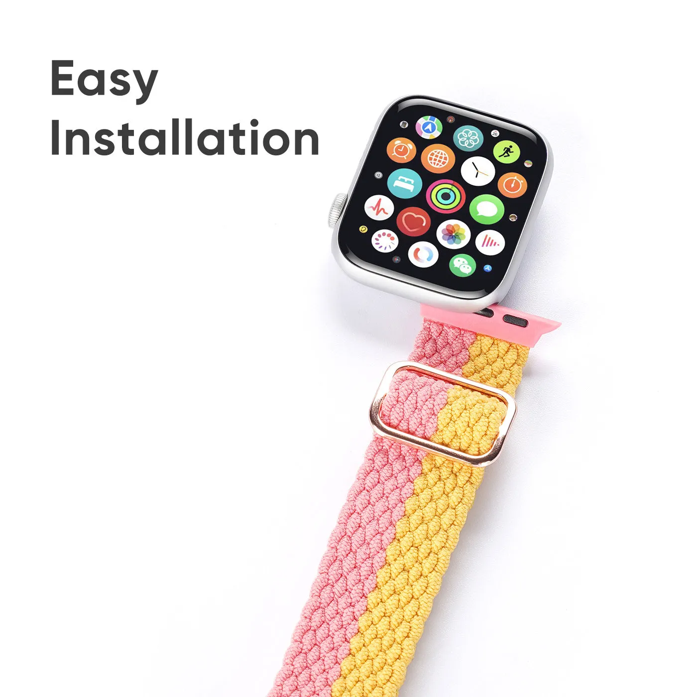 DUX DUCIS Nylon Strap for Apple Watch 1 2 3 4 5 6 7 SE (38MM/40MM/41MM) - Pink/Yellow