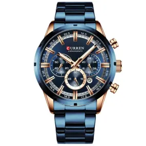 ELEGANCE® 8355 Men Watch Top Brand Luxury Sports Quartz Mens Watches Full Steel Waterproof Chronograph Wristwatch Men Relogio Masculino