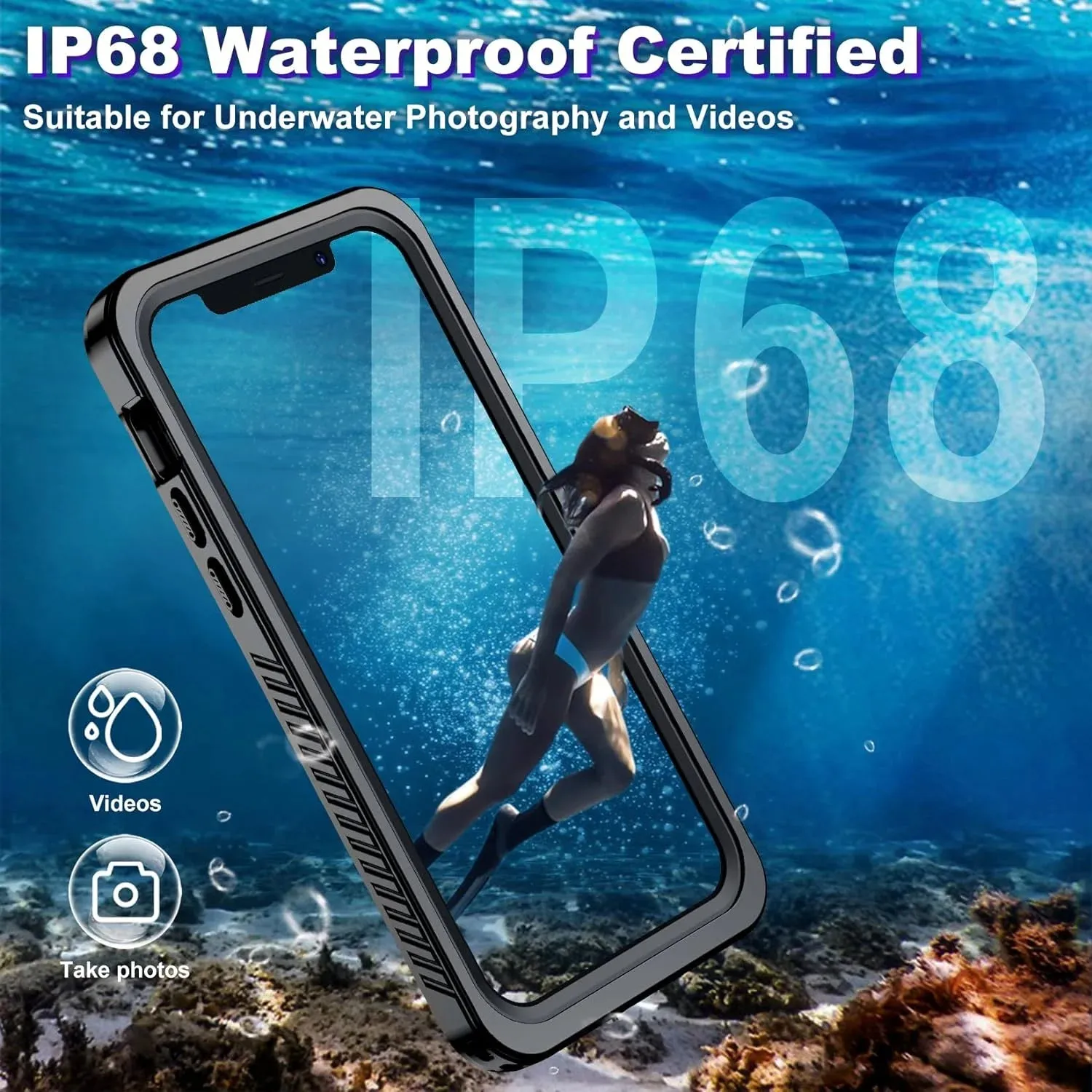 Entronix Waterproof Case for Apple iPhone 14 Pro Case, Full Body Shockproof with Built In Screen Protector, Heavy Duty Cover