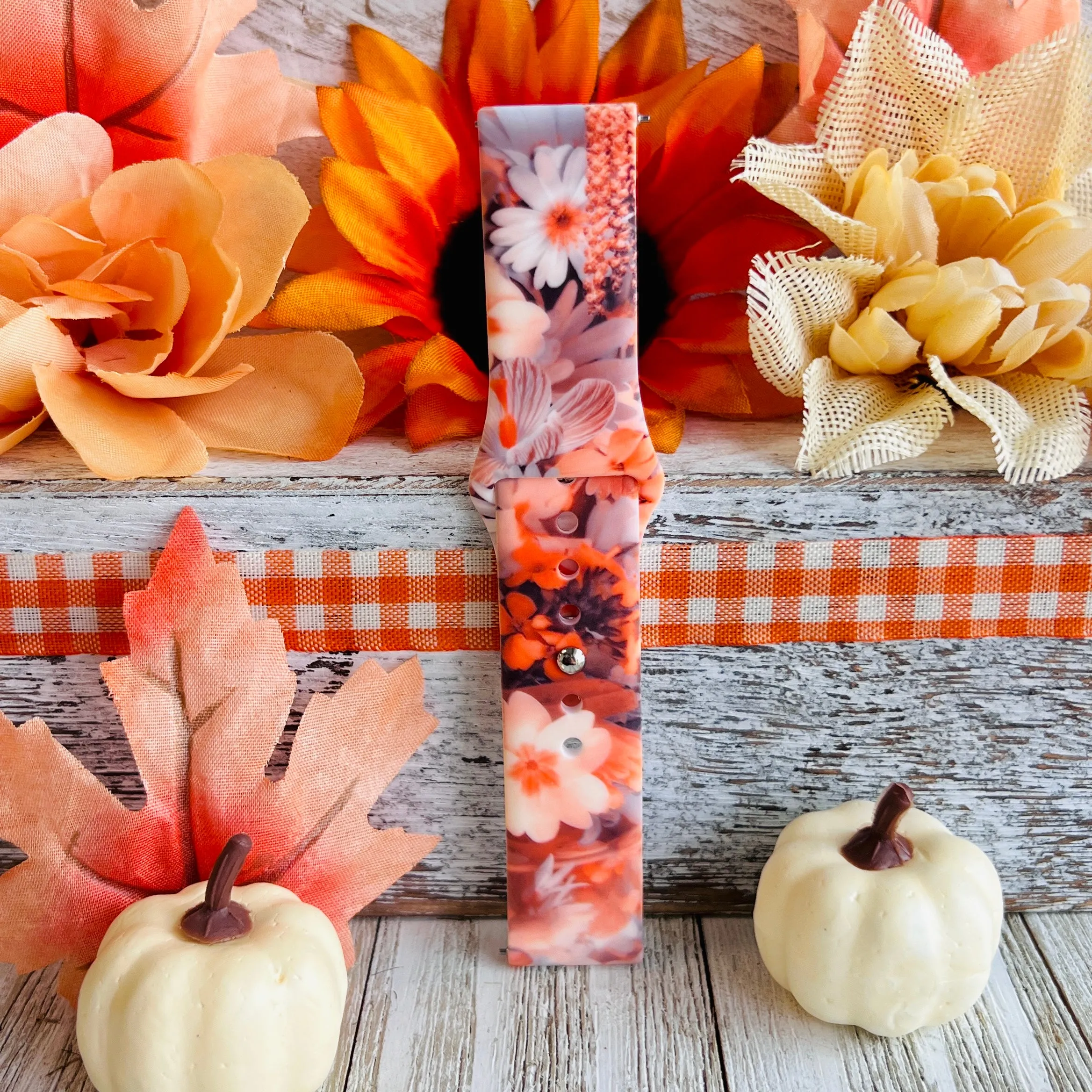 Fall Blooms Print Silicone Band For Samsung Watch