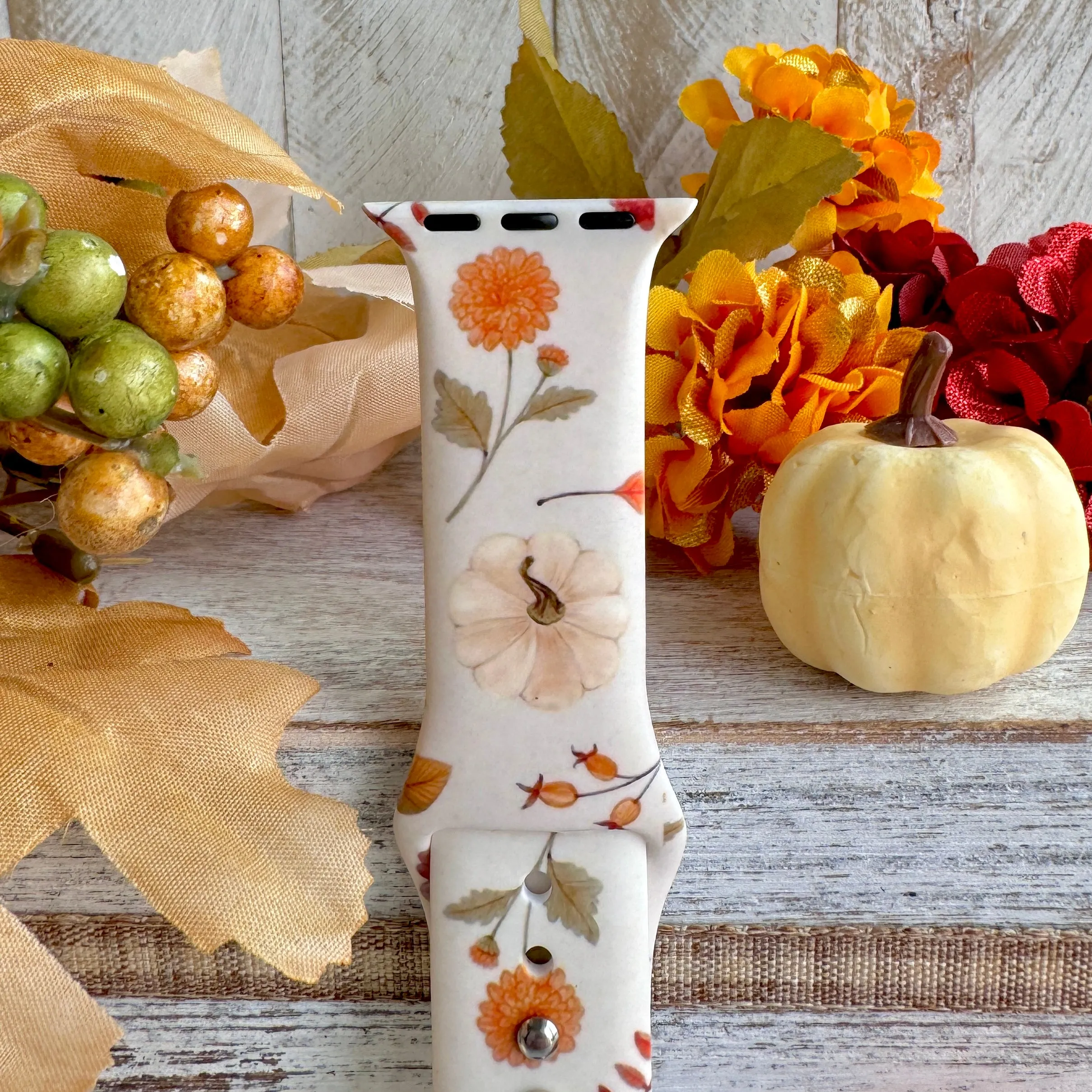 Fall Floral Bliss Print Silicone Band For Apple Watch