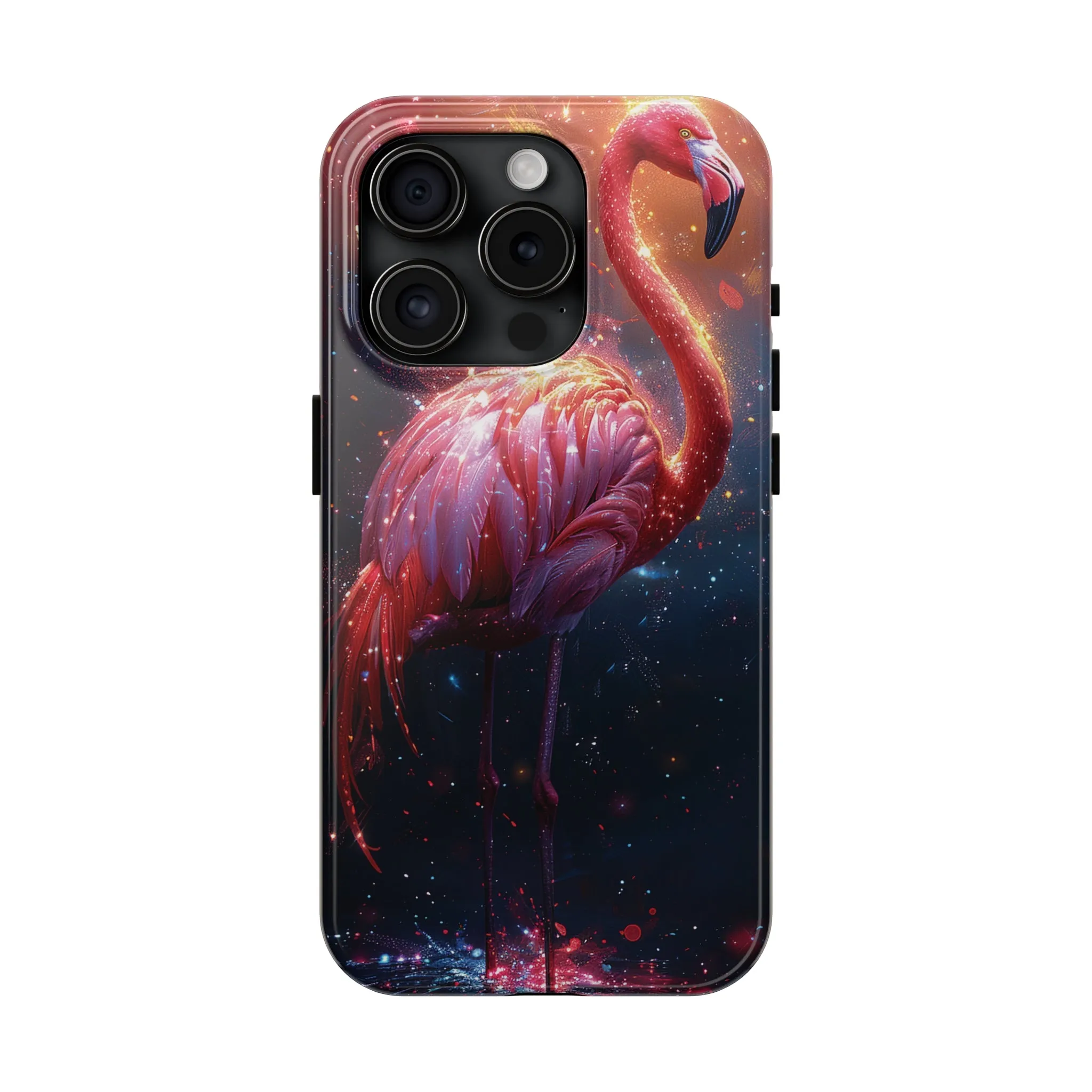 Fantasy Flamingo iPhone Case, Colorful Bird Art Protective Phone Cover, Unique Animal Design, Durable Phone Accessory Gift, Chic Artsy Protective Cover, Protective Case for iPhone Models, Tough iPhone Case