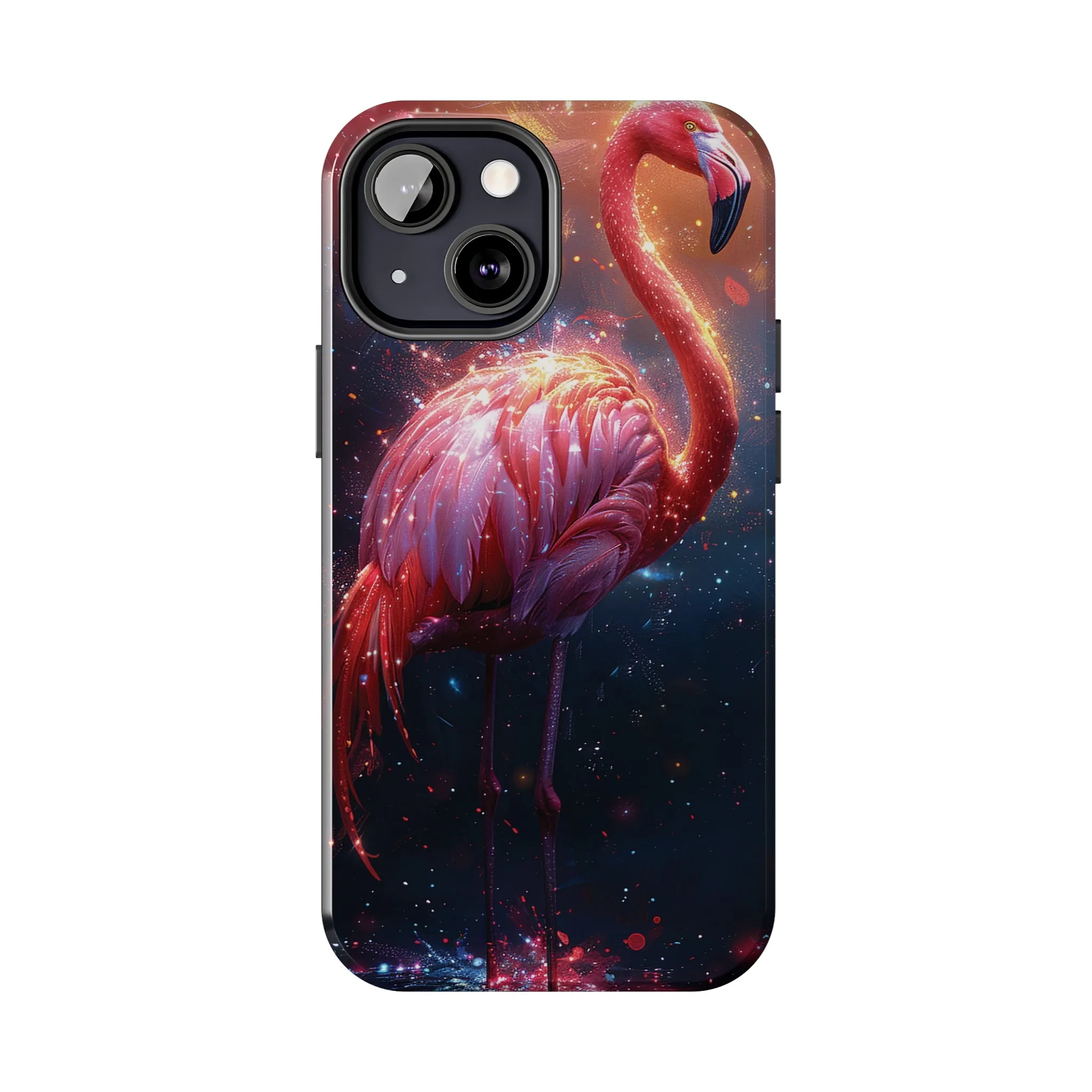 Fantasy Flamingo iPhone Case, Colorful Bird Art Protective Phone Cover, Unique Animal Design, Durable Phone Accessory Gift, Chic Artsy Protective Cover, Protective Case for iPhone Models, Tough iPhone Case