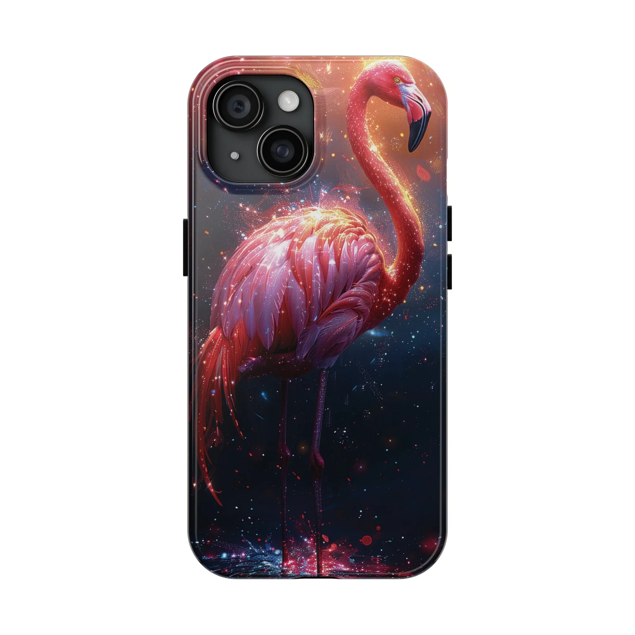 Fantasy Flamingo iPhone Case, Colorful Bird Art Protective Phone Cover, Unique Animal Design, Durable Phone Accessory Gift, Chic Artsy Protective Cover, Protective Case for iPhone Models, Tough iPhone Case