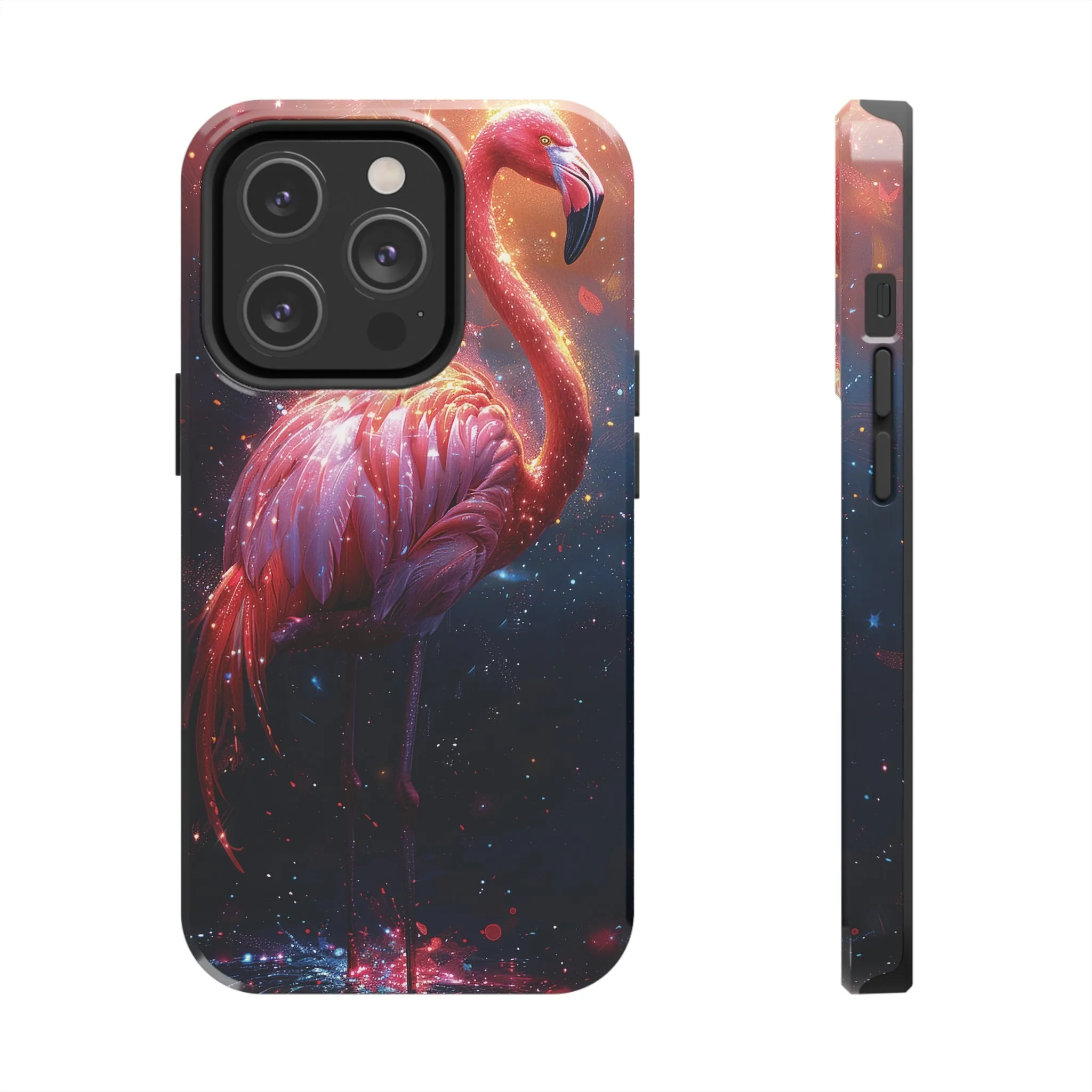 Fantasy Flamingo iPhone Case, Colorful Bird Art Protective Phone Cover, Unique Animal Design, Durable Phone Accessory Gift, Chic Artsy Protective Cover, Protective Case for iPhone Models, Tough iPhone Case