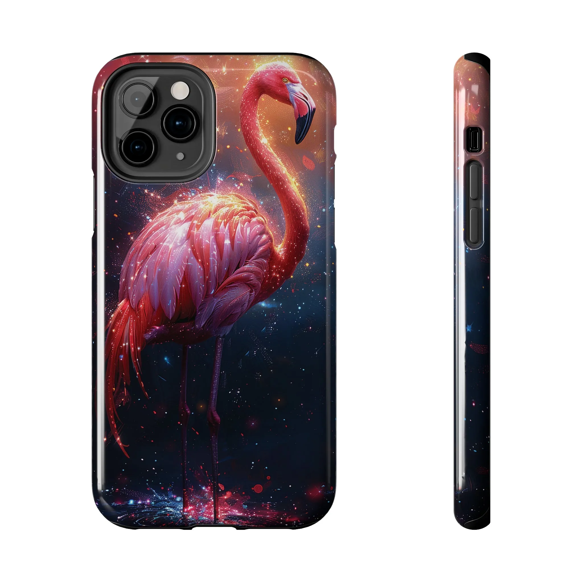 Fantasy Flamingo iPhone Case, Colorful Bird Art Protective Phone Cover, Unique Animal Design, Durable Phone Accessory Gift, Chic Artsy Protective Cover, Protective Case for iPhone Models, Tough iPhone Case