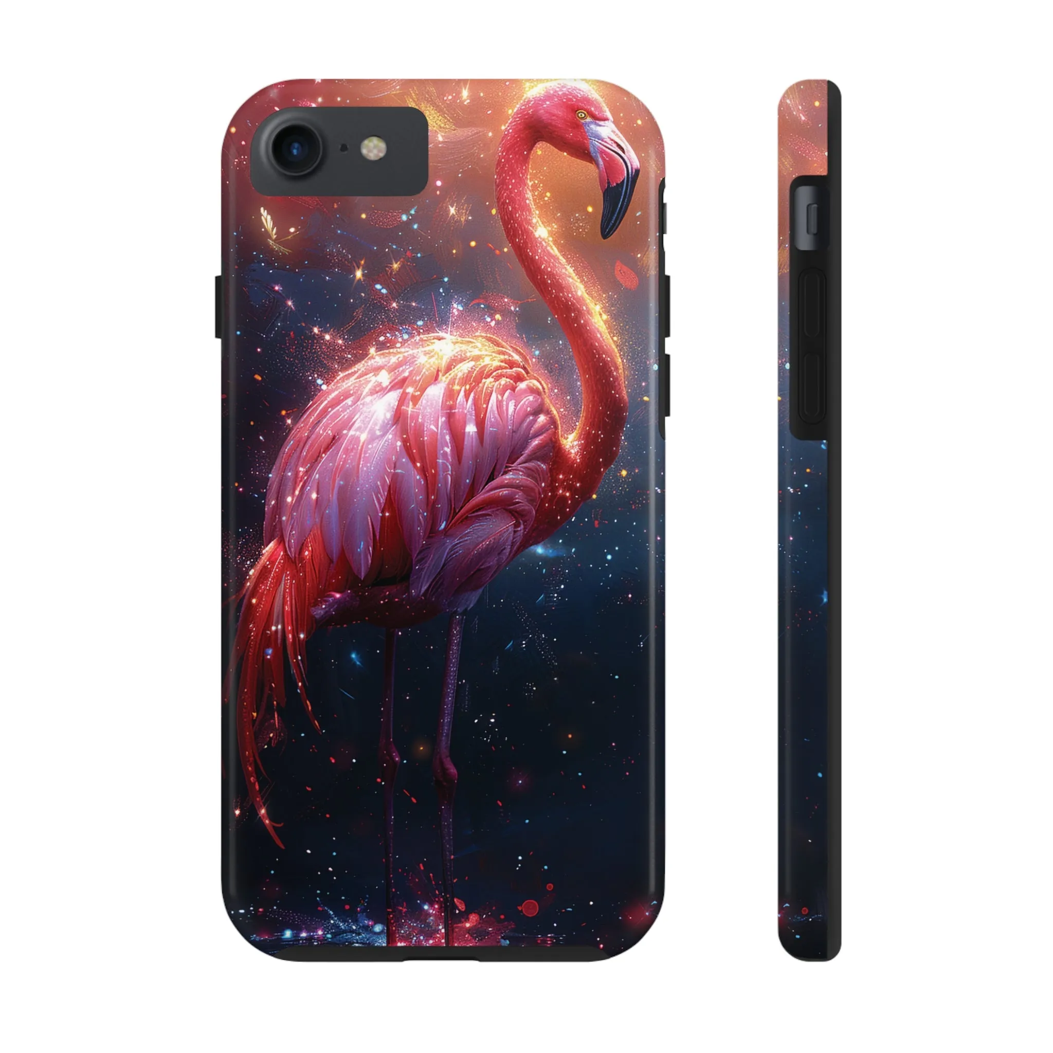 Fantasy Flamingo iPhone Case, Colorful Bird Art Protective Phone Cover, Unique Animal Design, Durable Phone Accessory Gift, Chic Artsy Protective Cover, Protective Case for iPhone Models, Tough iPhone Case