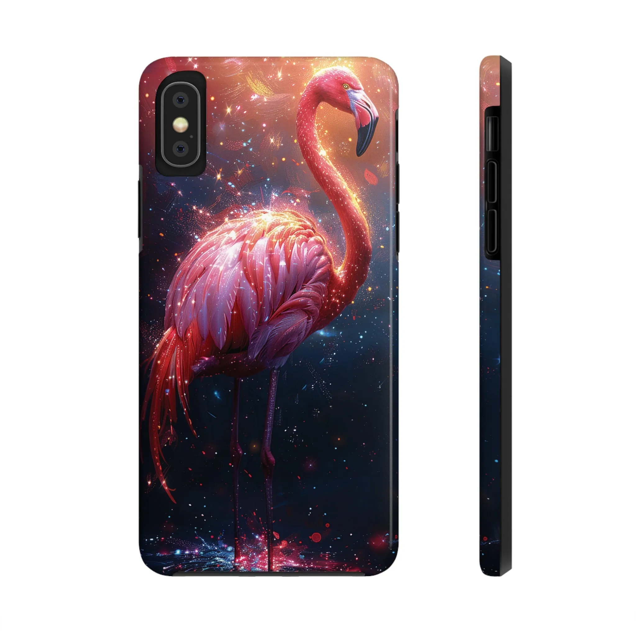 Fantasy Flamingo iPhone Case, Colorful Bird Art Protective Phone Cover, Unique Animal Design, Durable Phone Accessory Gift, Chic Artsy Protective Cover, Protective Case for iPhone Models, Tough iPhone Case