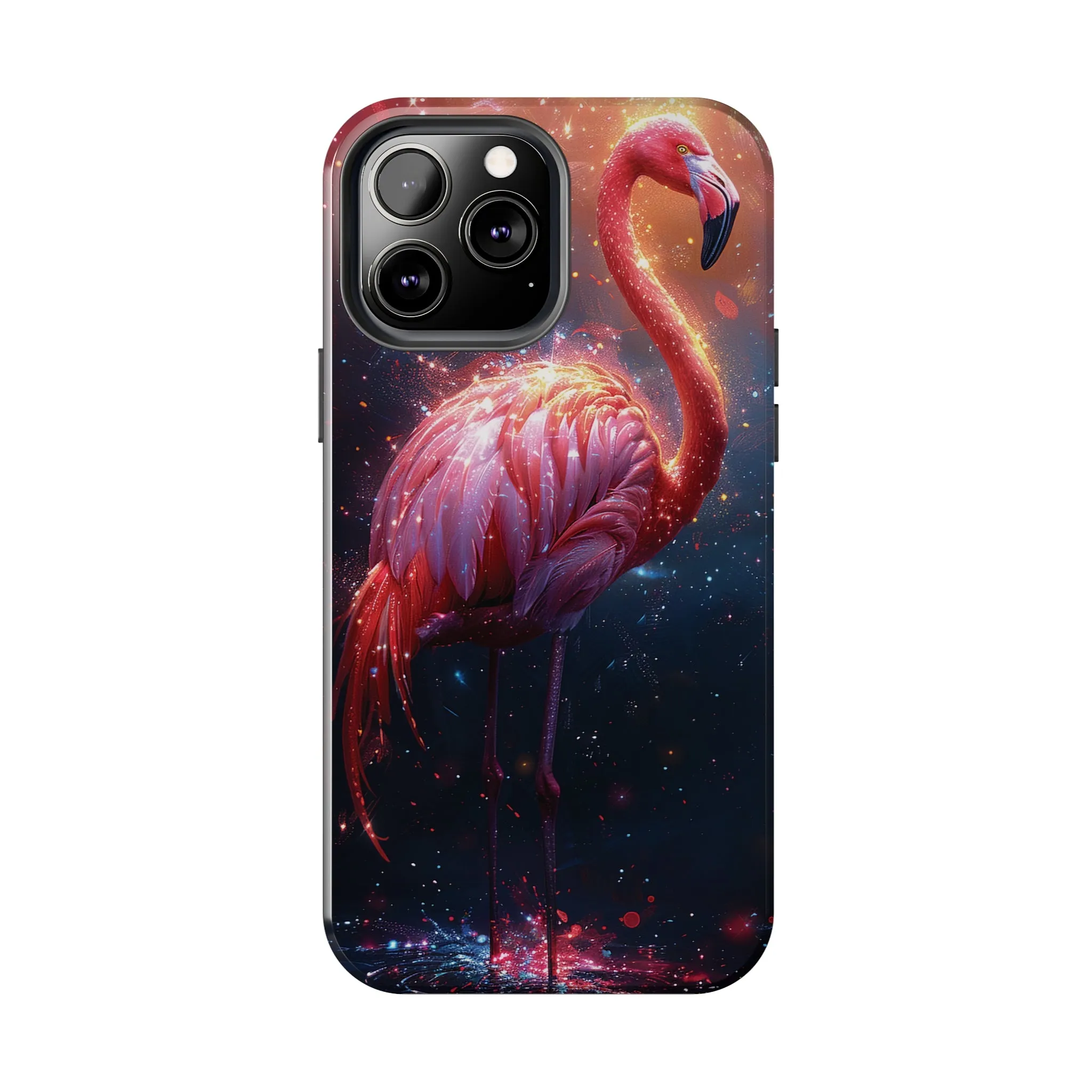 Fantasy Flamingo iPhone Case, Colorful Bird Art Protective Phone Cover, Unique Animal Design, Durable Phone Accessory Gift, Chic Artsy Protective Cover, Protective Case for iPhone Models, Tough iPhone Case