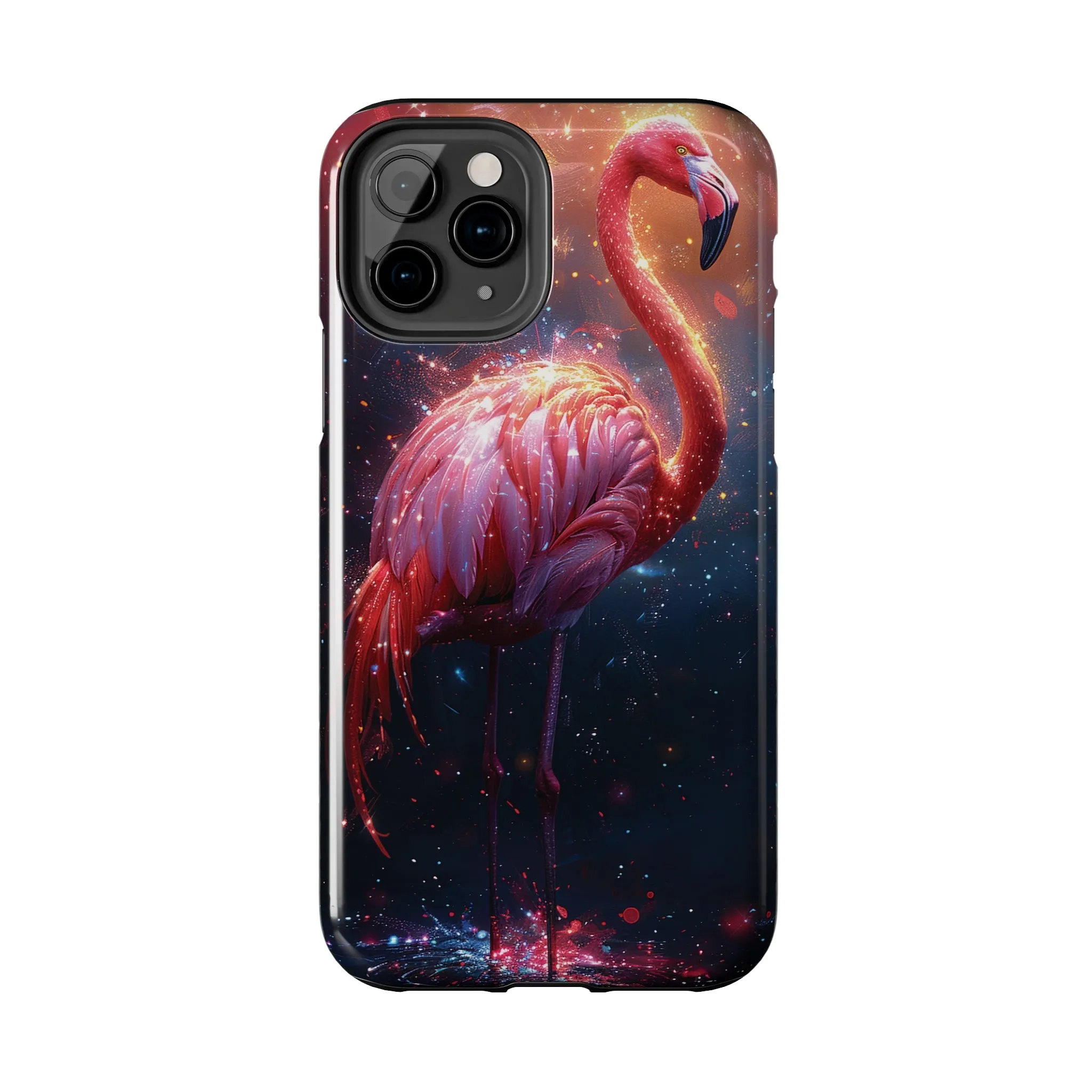 Fantasy Flamingo iPhone Case, Colorful Bird Art Protective Phone Cover, Unique Animal Design, Durable Phone Accessory Gift, Chic Artsy Protective Cover, Protective Case for iPhone Models, Tough iPhone Case