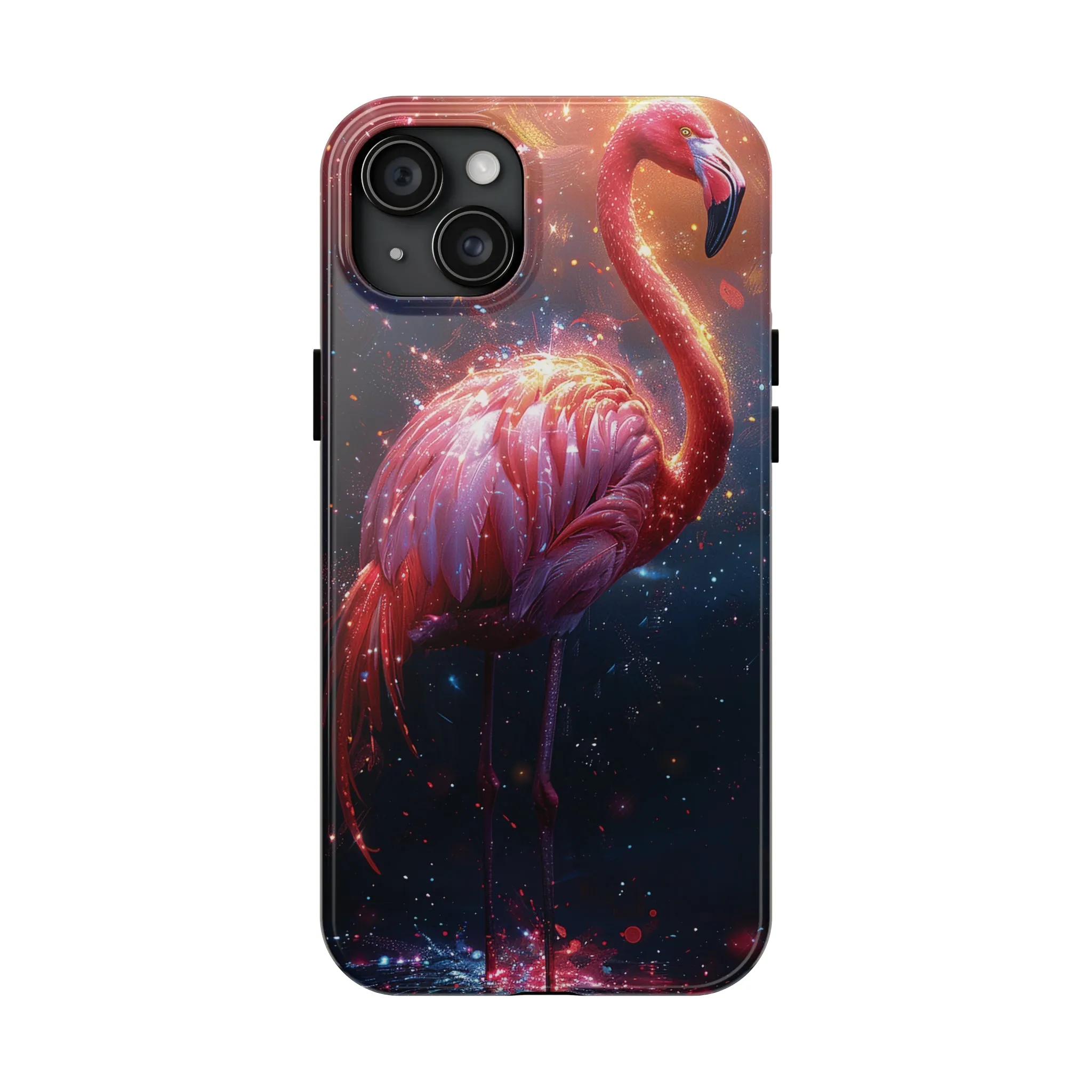 Fantasy Flamingo iPhone Case, Colorful Bird Art Protective Phone Cover, Unique Animal Design, Durable Phone Accessory Gift, Chic Artsy Protective Cover, Protective Case for iPhone Models, Tough iPhone Case