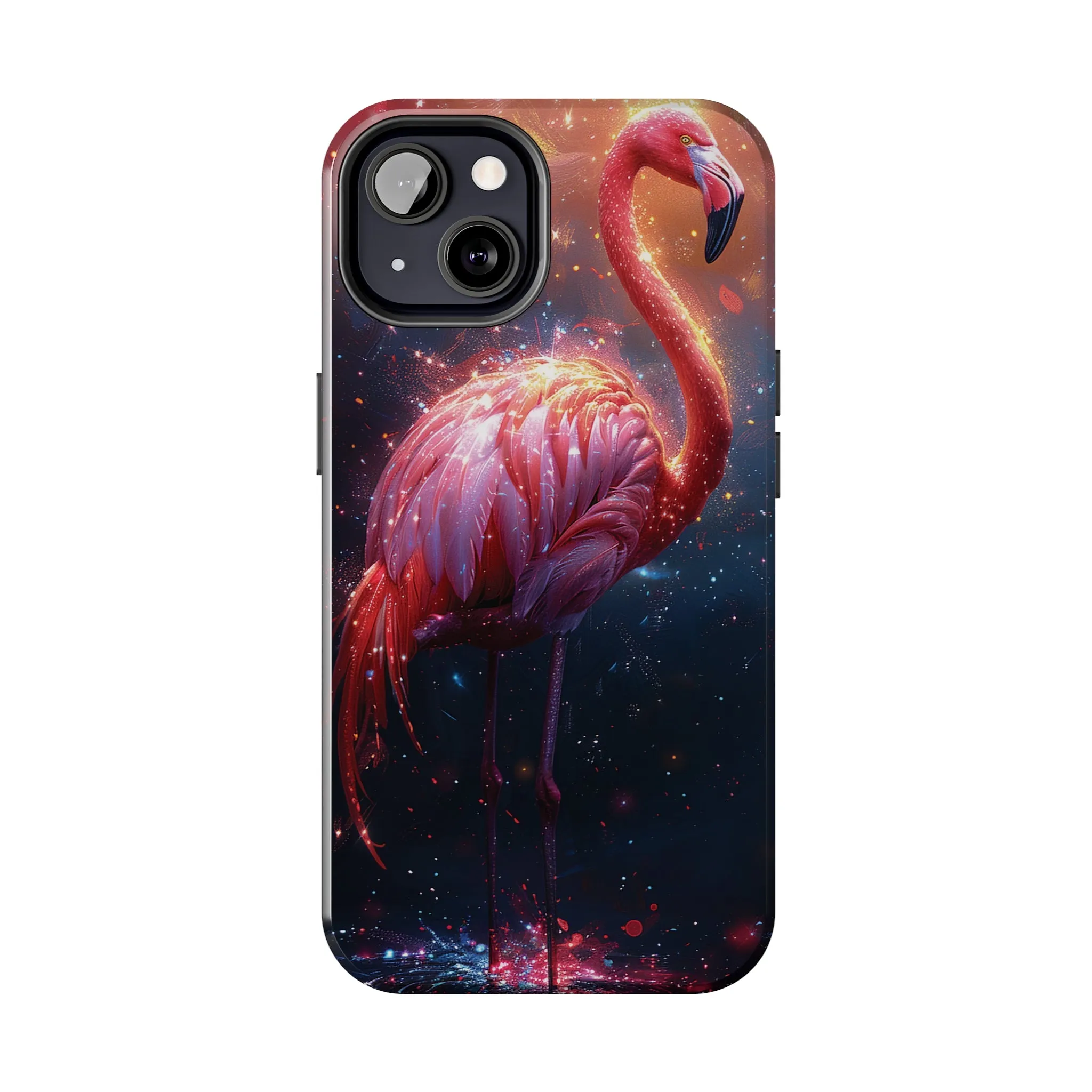 Fantasy Flamingo iPhone Case, Colorful Bird Art Protective Phone Cover, Unique Animal Design, Durable Phone Accessory Gift, Chic Artsy Protective Cover, Protective Case for iPhone Models, Tough iPhone Case