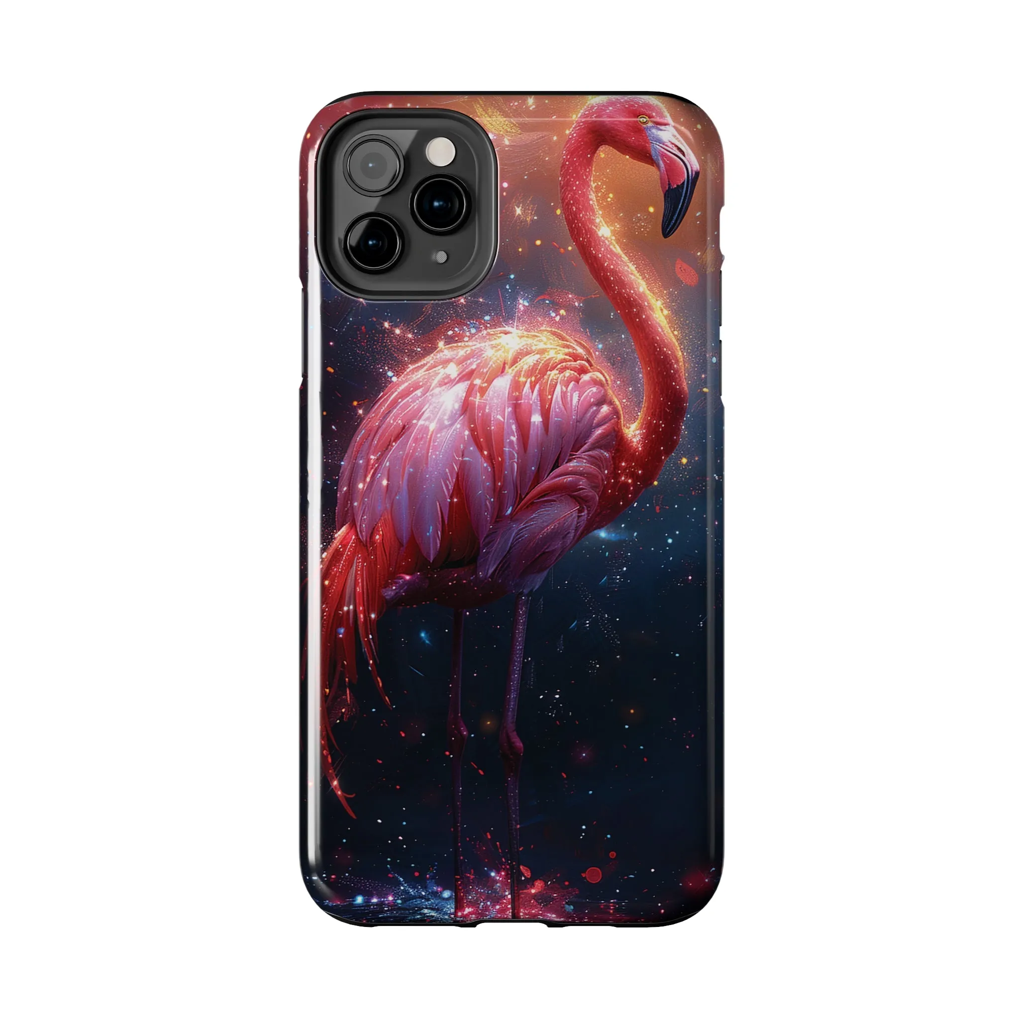 Fantasy Flamingo iPhone Case, Colorful Bird Art Protective Phone Cover, Unique Animal Design, Durable Phone Accessory Gift, Chic Artsy Protective Cover, Protective Case for iPhone Models, Tough iPhone Case