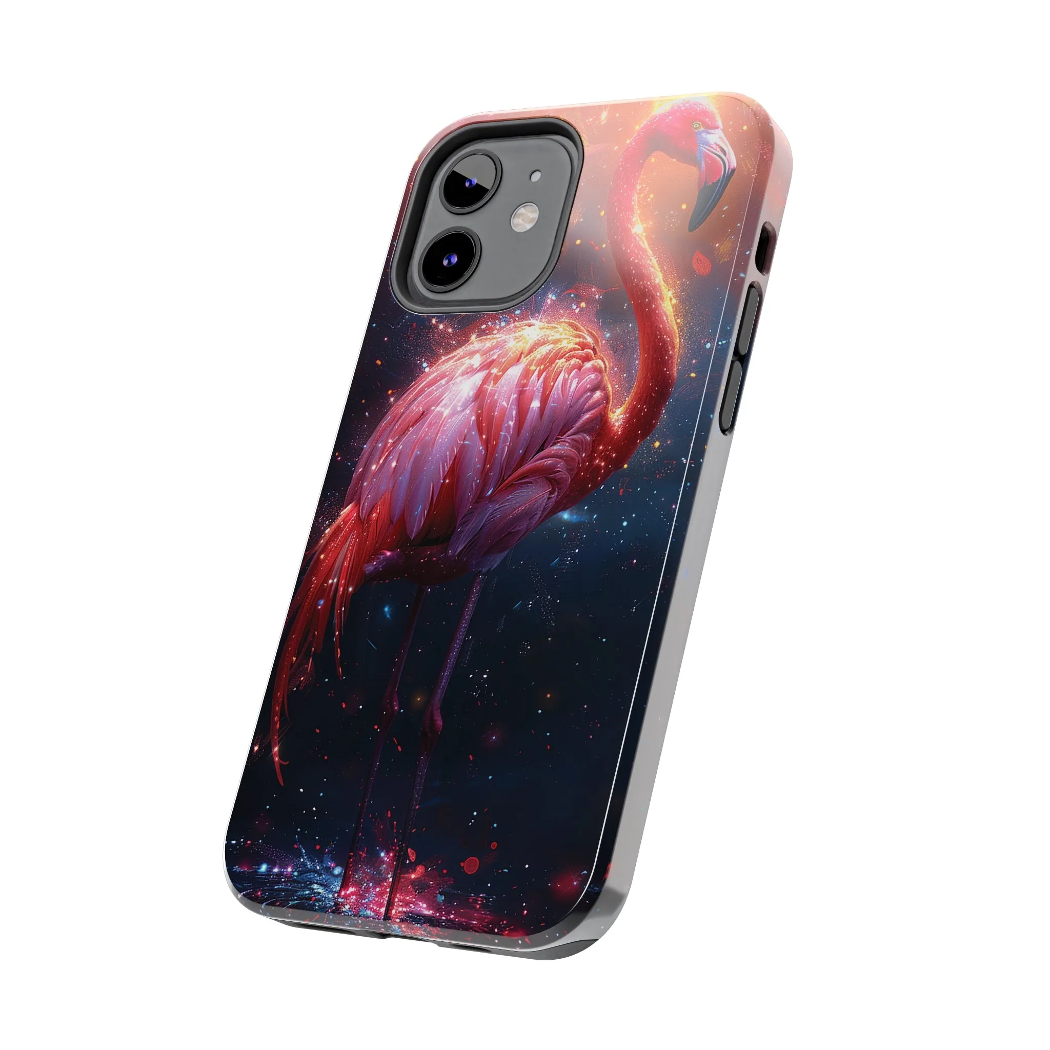 Fantasy Flamingo iPhone Case, Colorful Bird Art Protective Phone Cover, Unique Animal Design, Durable Phone Accessory Gift, Chic Artsy Protective Cover, Protective Case for iPhone Models, Tough iPhone Case