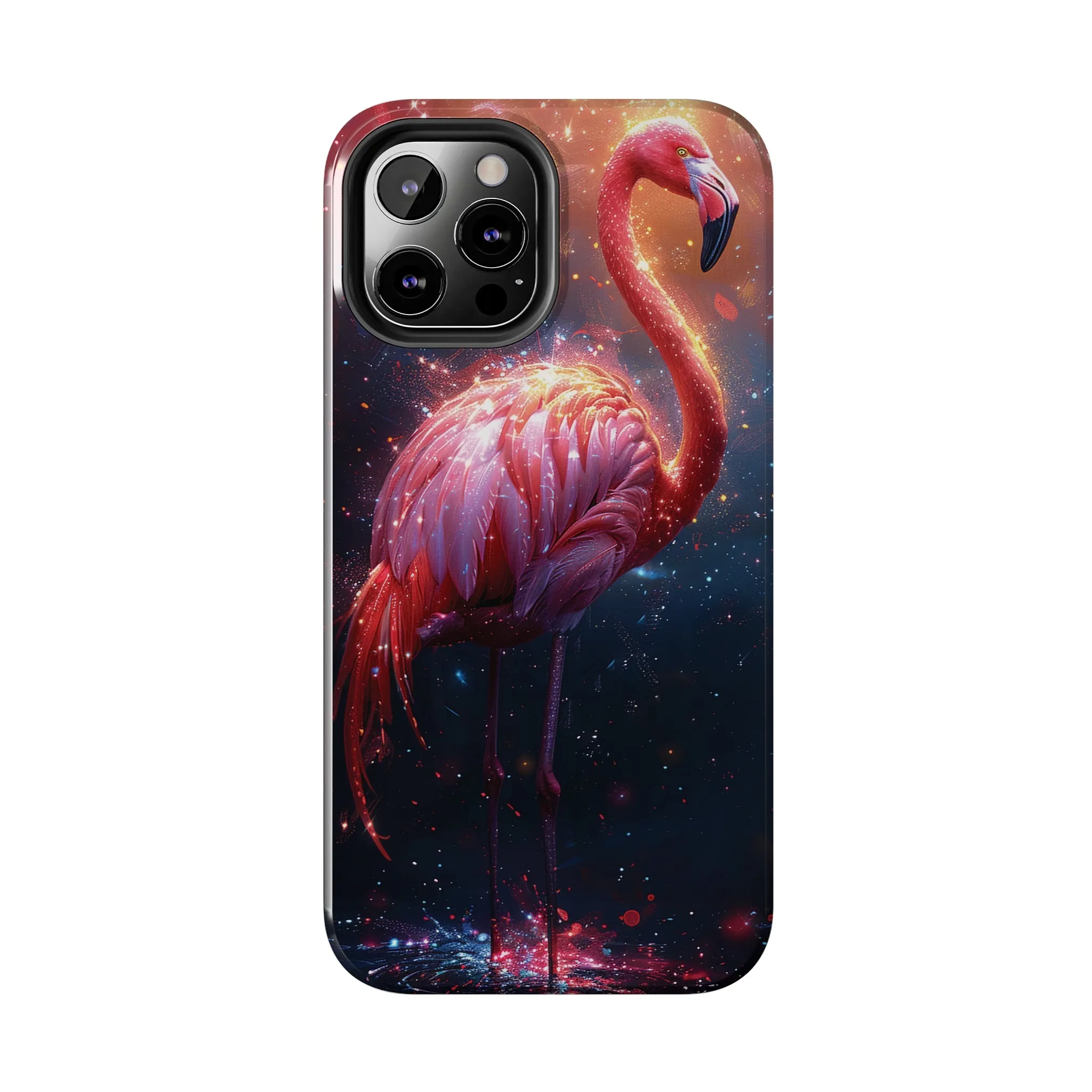 Fantasy Flamingo iPhone Case, Colorful Bird Art Protective Phone Cover, Unique Animal Design, Durable Phone Accessory Gift, Chic Artsy Protective Cover, Protective Case for iPhone Models, Tough iPhone Case