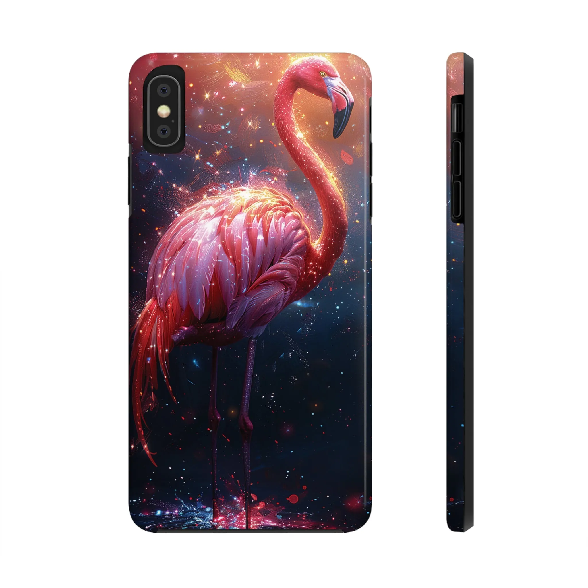 Fantasy Flamingo iPhone Case, Colorful Bird Art Protective Phone Cover, Unique Animal Design, Durable Phone Accessory Gift, Chic Artsy Protective Cover, Protective Case for iPhone Models, Tough iPhone Case