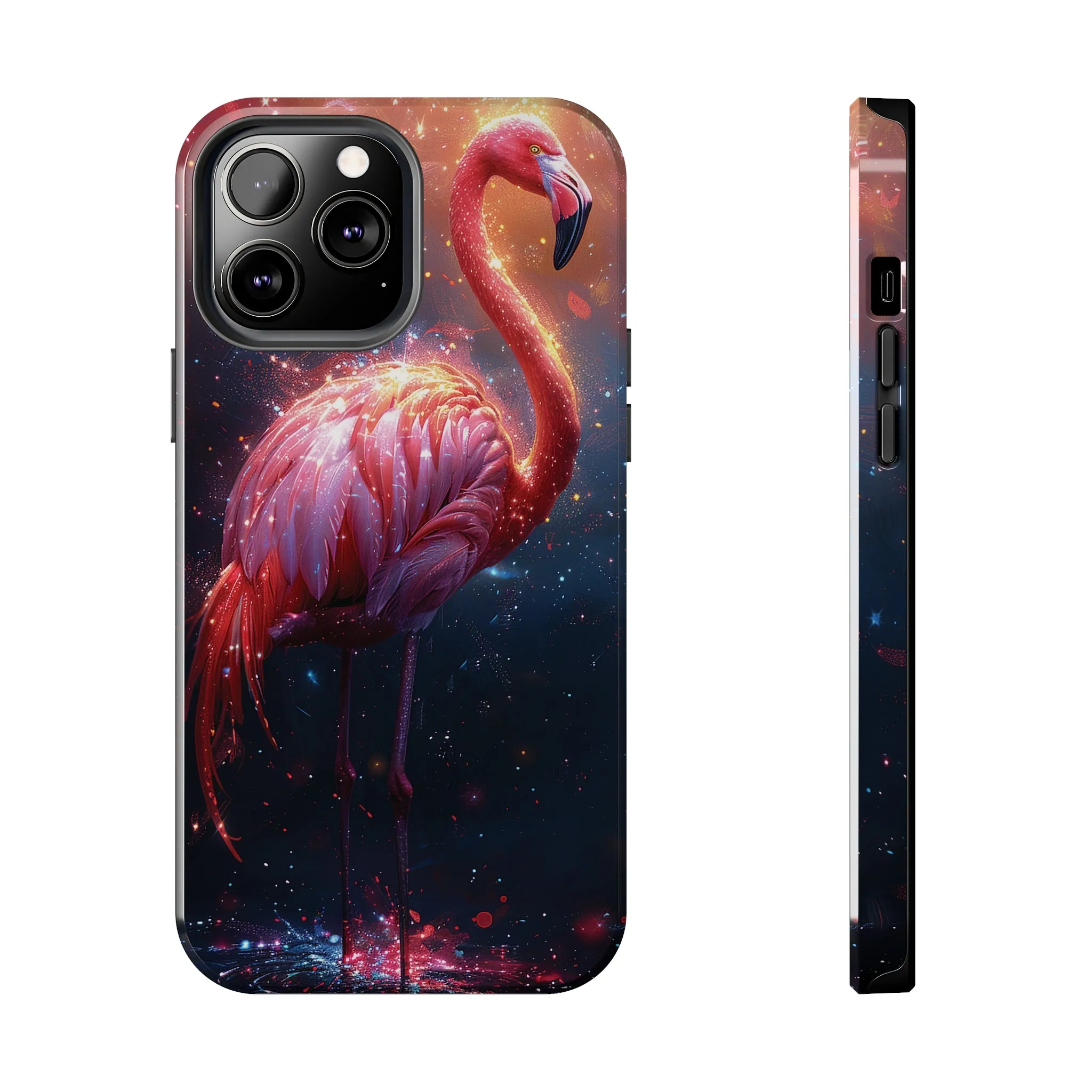 Fantasy Flamingo iPhone Case, Colorful Bird Art Protective Phone Cover, Unique Animal Design, Durable Phone Accessory Gift, Chic Artsy Protective Cover, Protective Case for iPhone Models, Tough iPhone Case