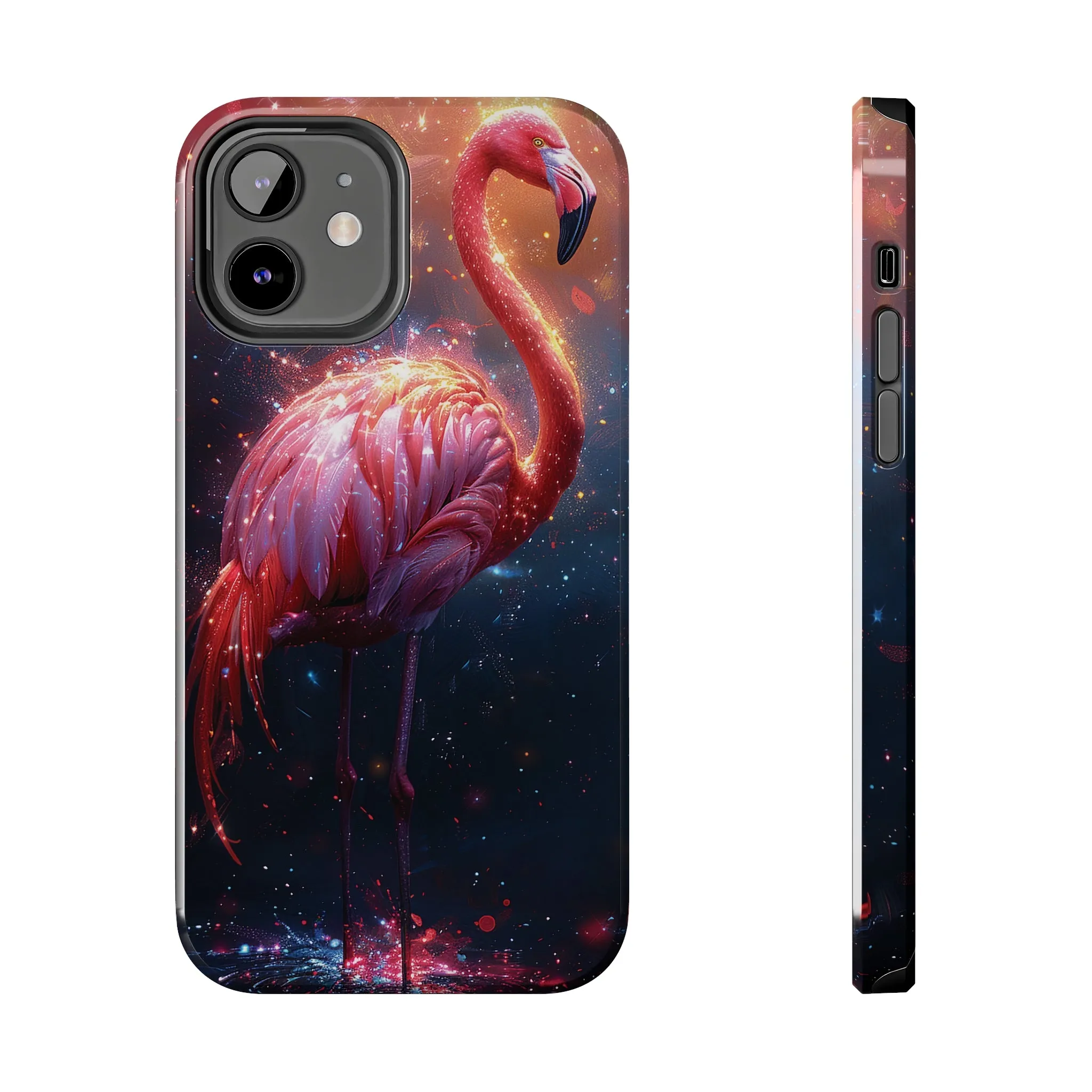 Fantasy Flamingo iPhone Case, Colorful Bird Art Protective Phone Cover, Unique Animal Design, Durable Phone Accessory Gift, Chic Artsy Protective Cover, Protective Case for iPhone Models, Tough iPhone Case