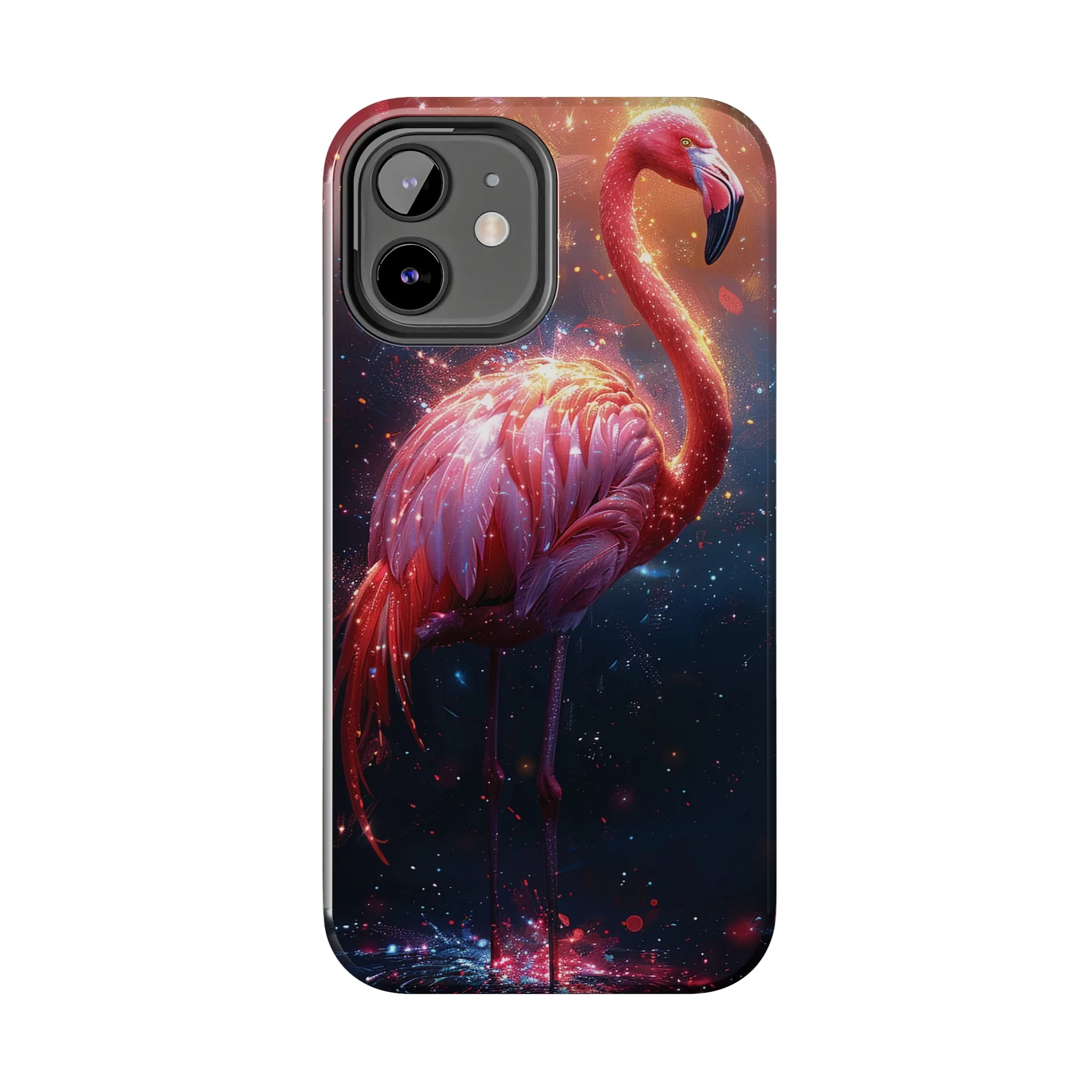 Fantasy Flamingo iPhone Case, Colorful Bird Art Protective Phone Cover, Unique Animal Design, Durable Phone Accessory Gift, Chic Artsy Protective Cover, Protective Case for iPhone Models, Tough iPhone Case