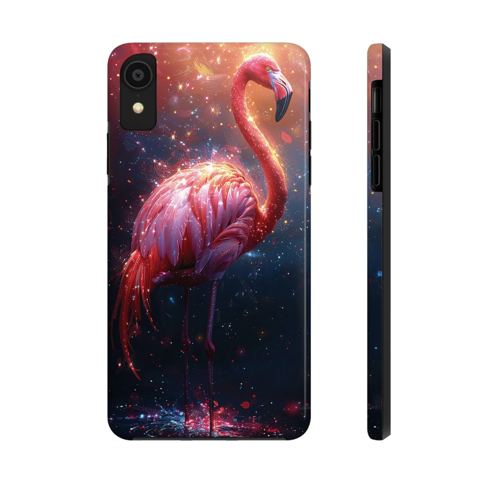 Fantasy Flamingo iPhone Case, Colorful Bird Art Protective Phone Cover, Unique Animal Design, Durable Phone Accessory Gift, Chic Artsy Protective Cover, Protective Case for iPhone Models, Tough iPhone Case