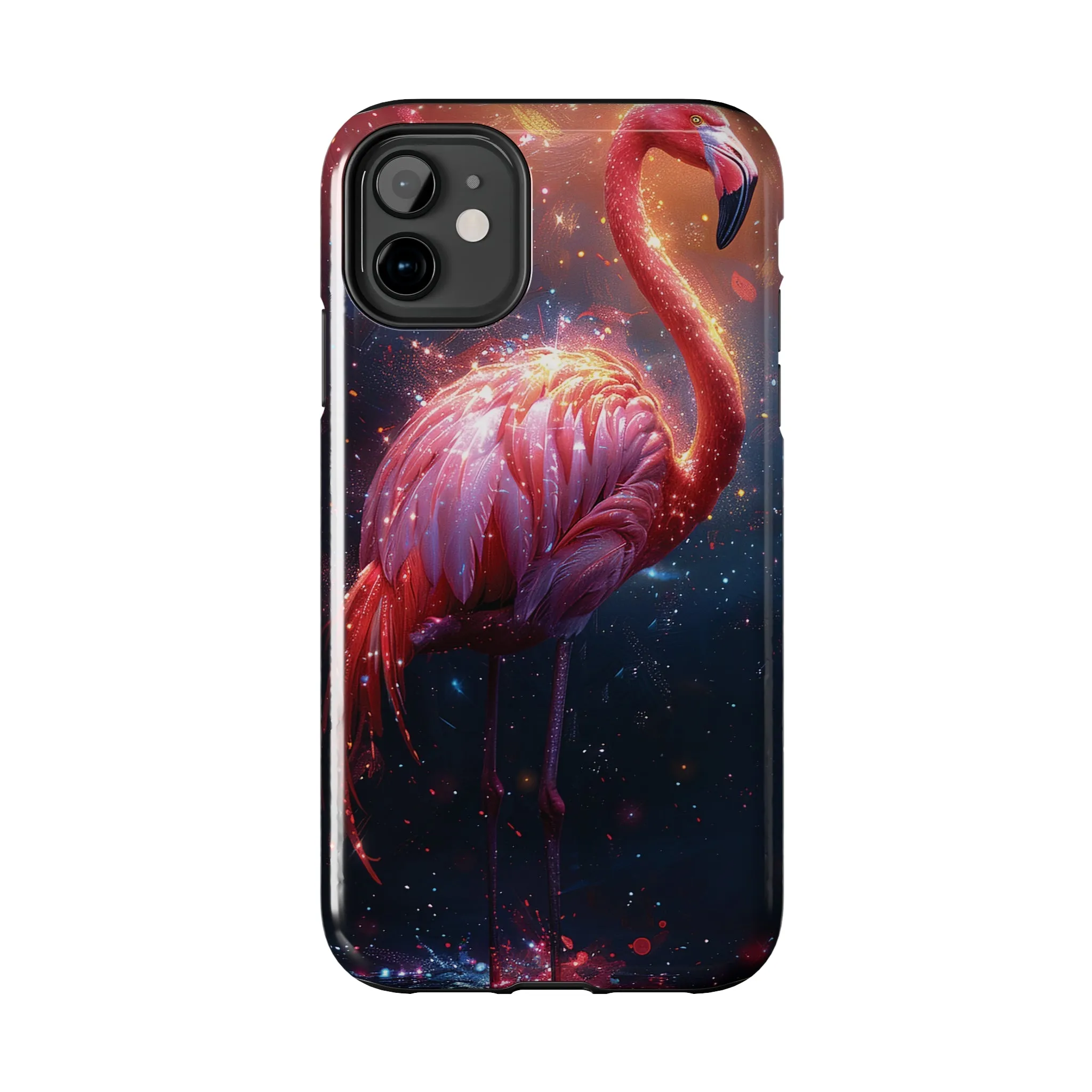 Fantasy Flamingo iPhone Case, Colorful Bird Art Protective Phone Cover, Unique Animal Design, Durable Phone Accessory Gift, Chic Artsy Protective Cover, Protective Case for iPhone Models, Tough iPhone Case