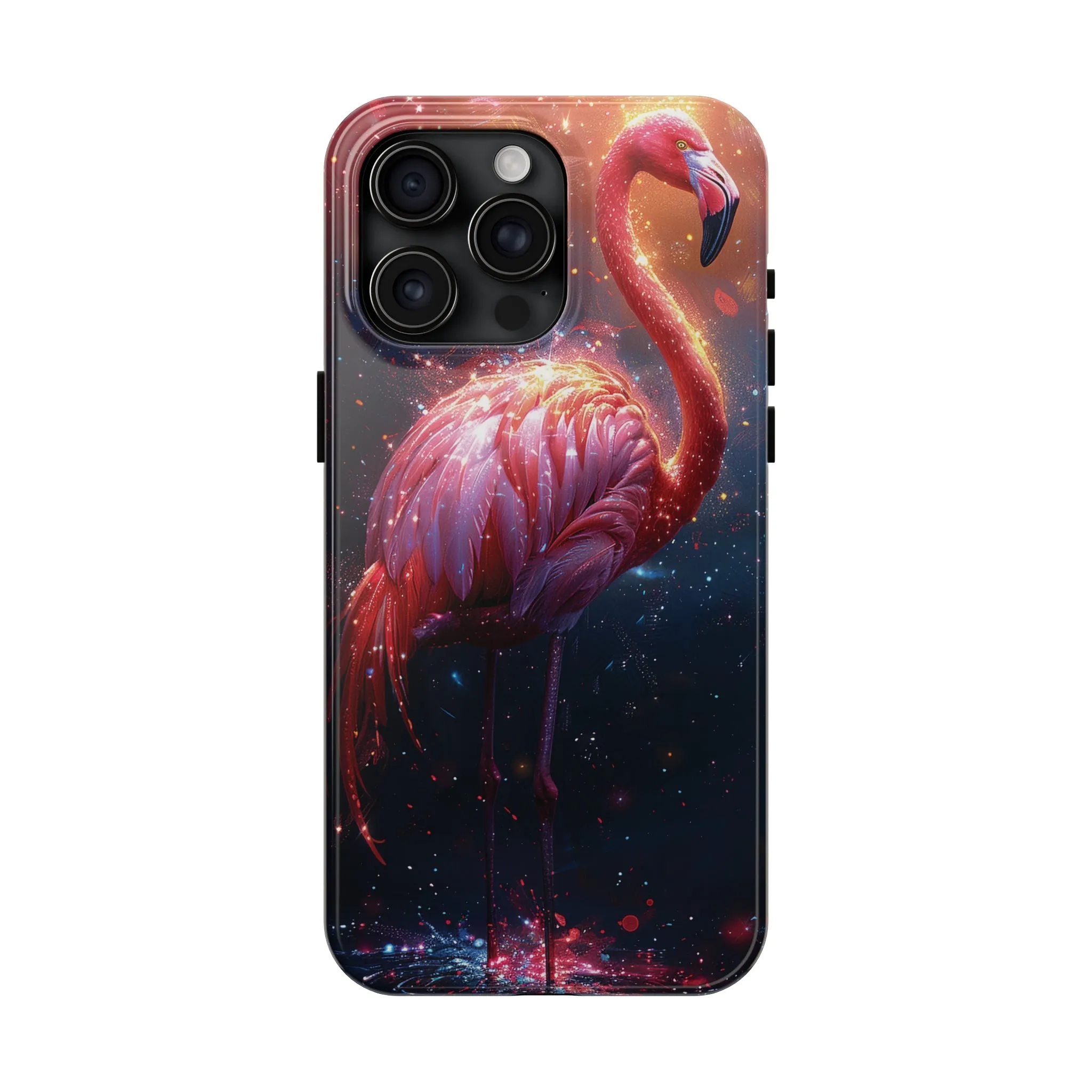 Fantasy Flamingo iPhone Case, Colorful Bird Art Protective Phone Cover, Unique Animal Design, Durable Phone Accessory Gift, Chic Artsy Protective Cover, Protective Case for iPhone Models, Tough iPhone Case