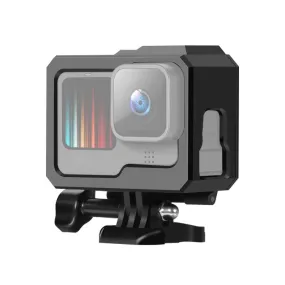 For GoPro HERO10 Black / HERO9 Black ABS Plastic Border Frame Mount Protective Case with Buckle Basic Mount & Screw (Black)