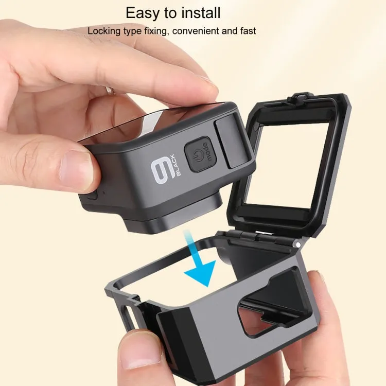 For GoPro HERO10 Black / HERO9 Black ABS Plastic Border Frame Mount Protective Case with Buckle Basic Mount & Screw (Black)