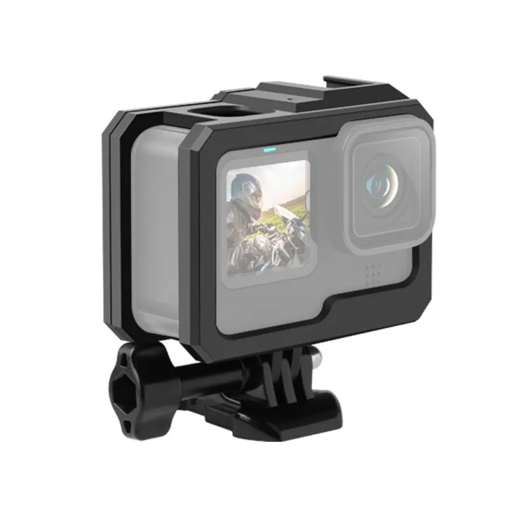 For GoPro HERO10 Black / HERO9 Black ABS Plastic Border Frame Mount Protective Case with Buckle Basic Mount & Screw (Black)