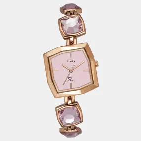 Fria Women Quartz Pink Dial Analog Brass Watch TWEL16103