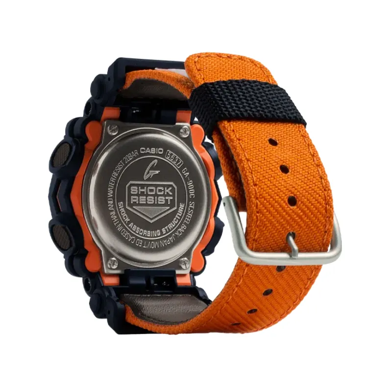 G-SHOCK Analog-Digital Orange Cloth Band Men's Watch GA900C-1A4