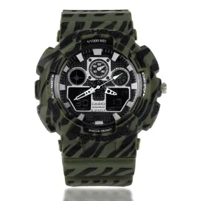 G Shock Digital And Analog Green Black Design Watch