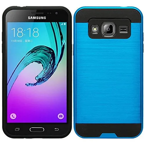 Galaxy J7 Case, Slim Hybrid [Shock Resistant] Dual Layer Armor Protective Case Cover for Samsung Galaxy J7 - Brush Blue