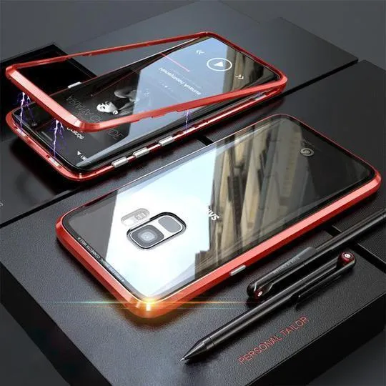 Galaxy S9 Electronic Auto-Fit Magnetic Transparent Glass Case