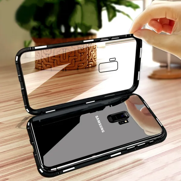 Galaxy S9 Electronic Auto-Fit Magnetic Transparent Glass Case