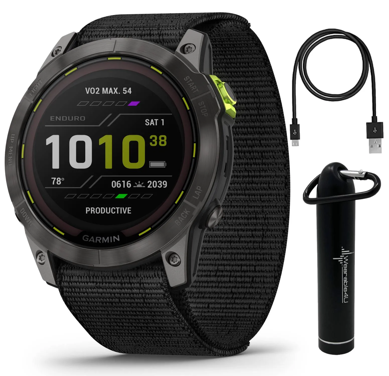 Garmin Enduro 2 GPS Smartwatch, Carbon Gray DLC Titanium with Black Nylon Band, Solar Charging (010-02754-00)