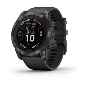 Garmin fenix 7X Pro Sapphire Solar Watch Watch Color: Grey Wristband: Black - Silicone