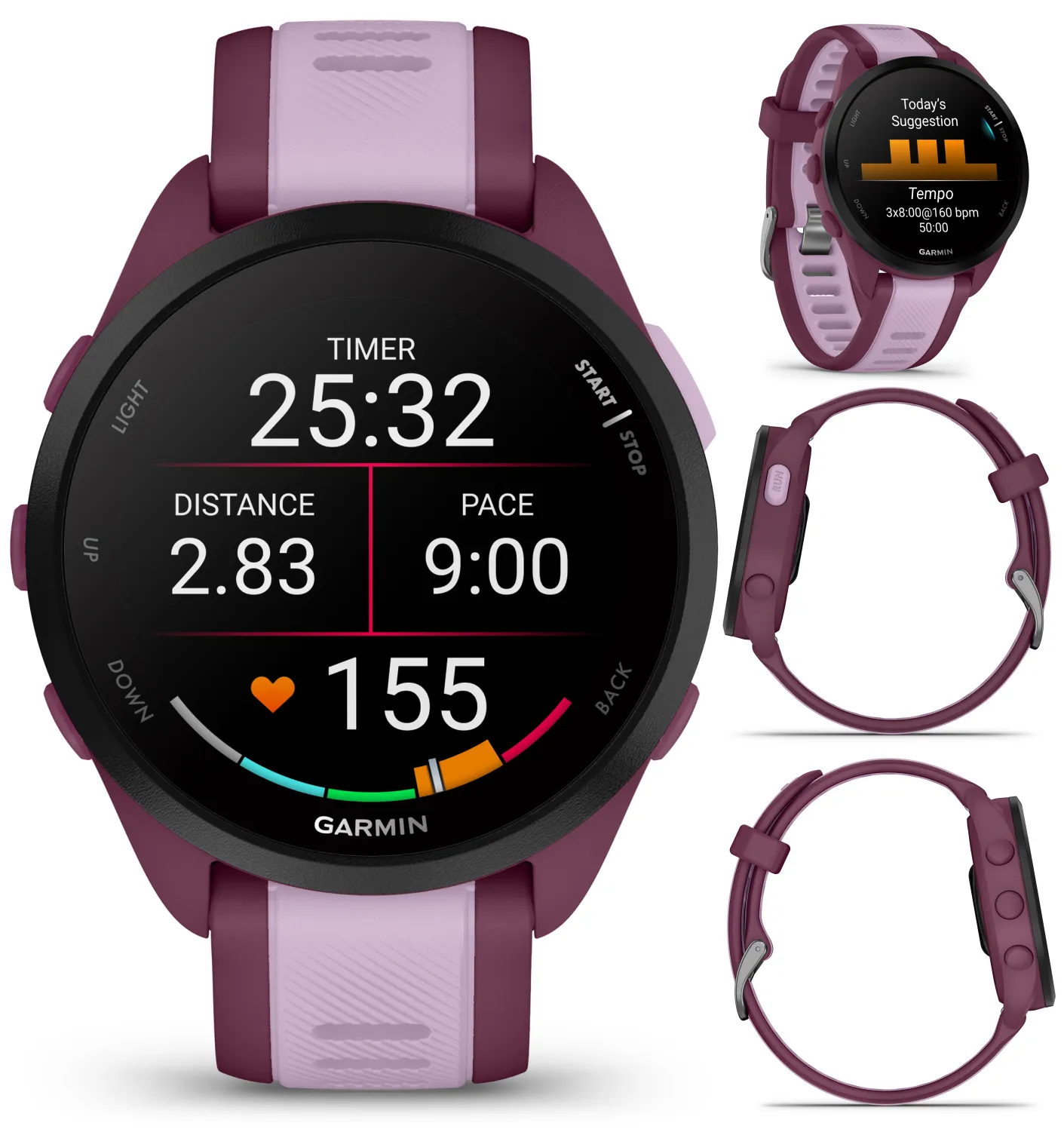 Garmin Forerunner 165 GPS Running Smartwatch | 19 hours in GPS mode |  AMOLED Display with Wearable4U Bundle