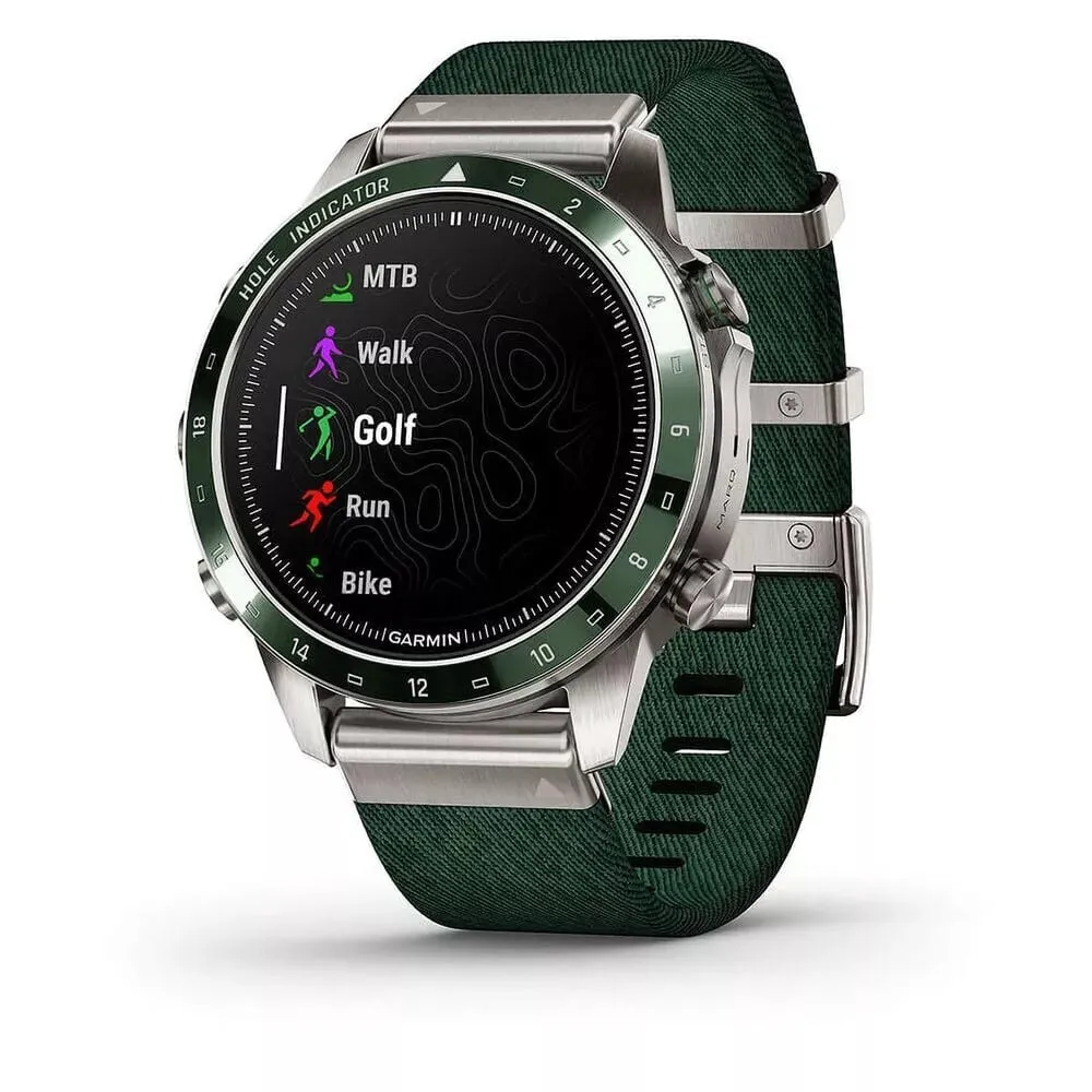 Garmin MARQ® Golfer Gen 2 46mm Titanium Watch - Green Ceramic Bezel Strap