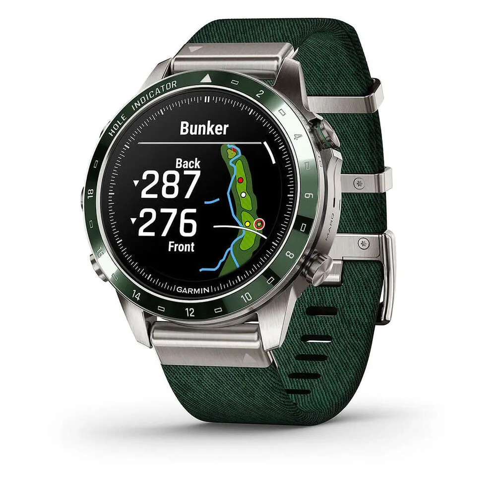 Garmin MARQ® Golfer Gen 2 46mm Titanium Watch - Green Ceramic Bezel Strap