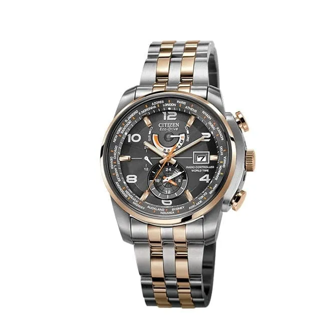 Gents Eco-Drive World Time A.T WR200 Watch AT9016-56H