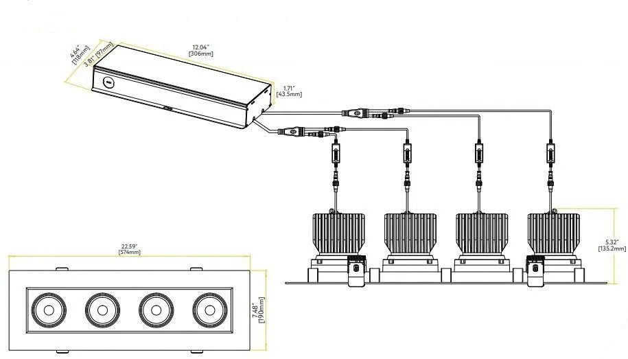 Goodlite Saturn G-99124 4″ 112W 4 Head LED Gimbal Selectable CCT/Wattage