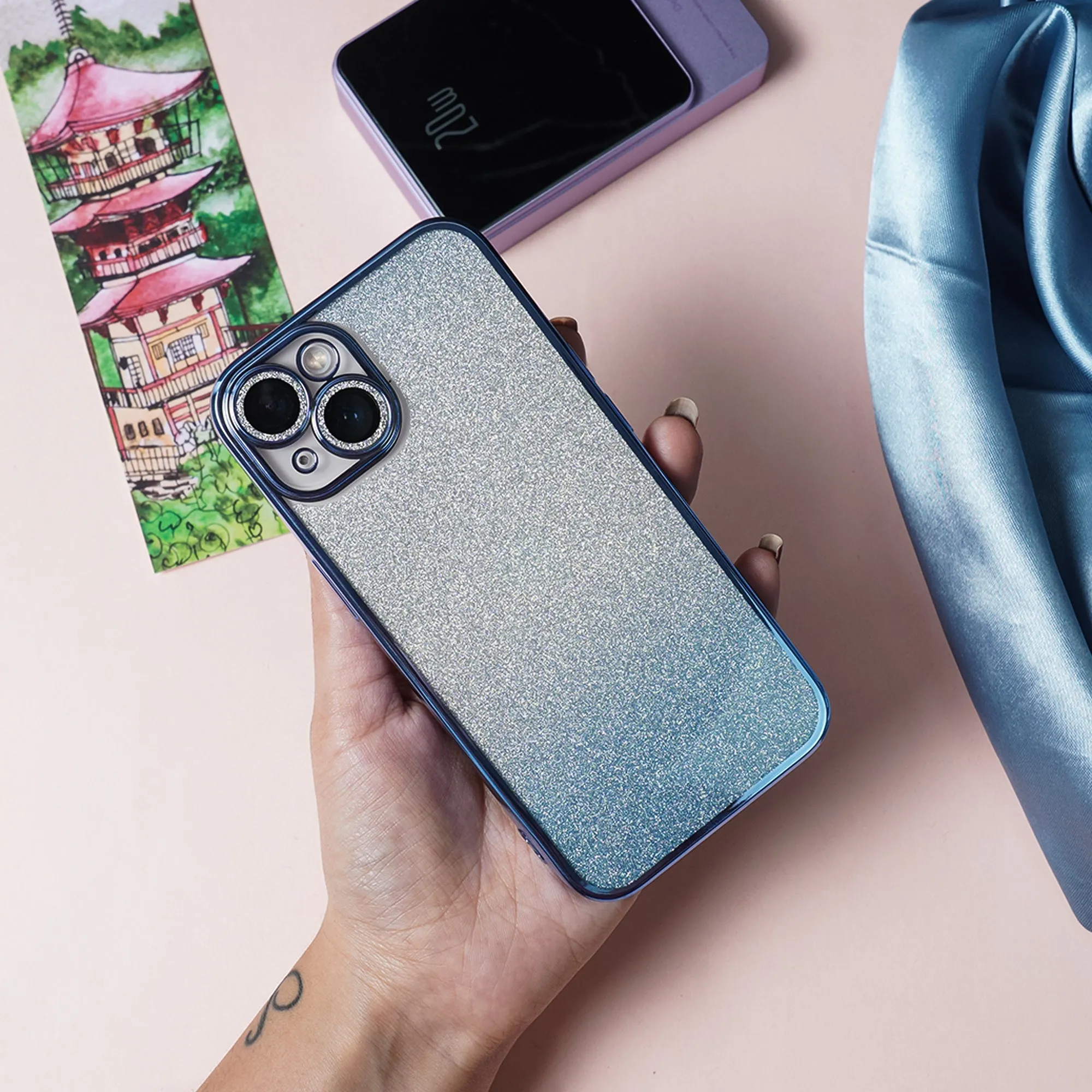 Gradient Glitter Diamond Camera Lens Case