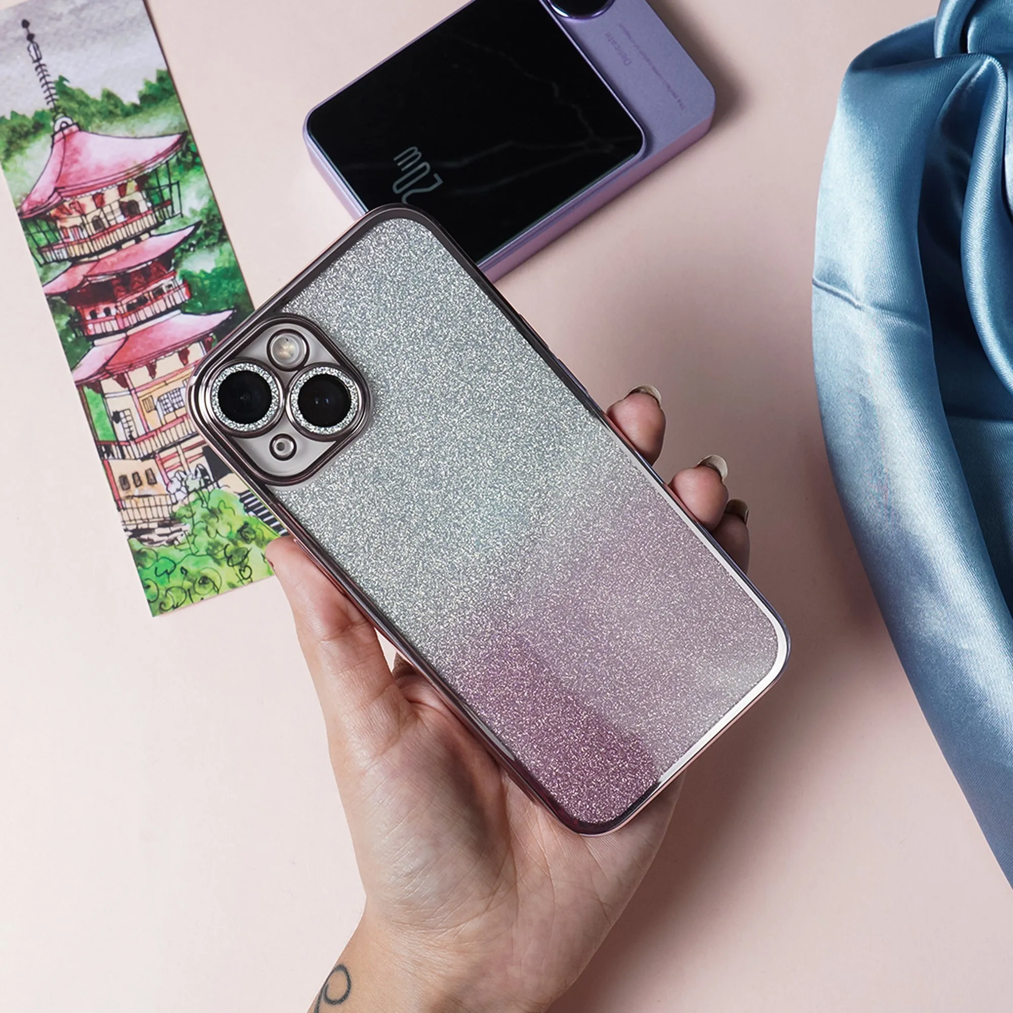 Gradient Glitter Diamond Camera Lens Case