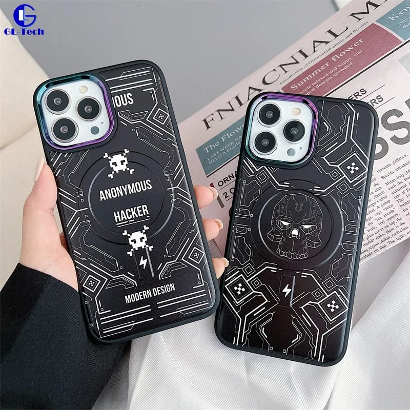 Hacker Style Painting Soft Silicone Shockproof Magsafe Phone Case For iPhone